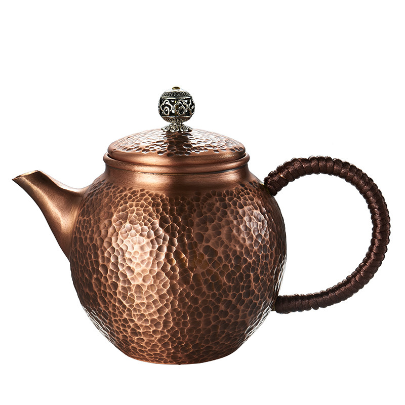 青花彤紫铜水壶泡茶壶铁观音锤纹