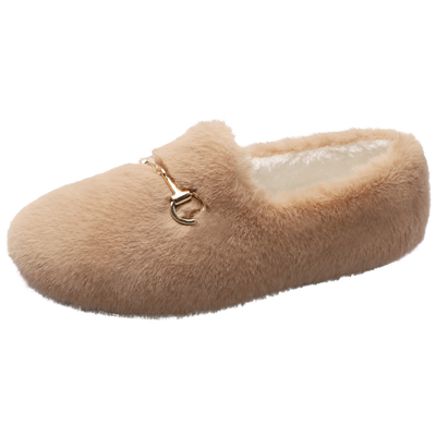 加绒加厚新款网红懒人奶奶豆豆鞋