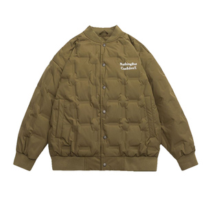 冬季美式休闲痞帅黑色轻薄款羽绒服男短款大码加肥加大棒球服外套