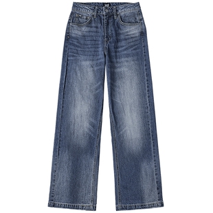 【张凌赫代言】Lee25秋冬新428懒懒裤舒适直脚复古中深蓝女牛仔裤