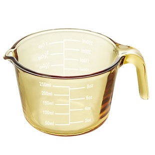 康宁餐具玻璃量杯250ml耐热带刻度水杯家用牛奶杯烘培用杯-包装损