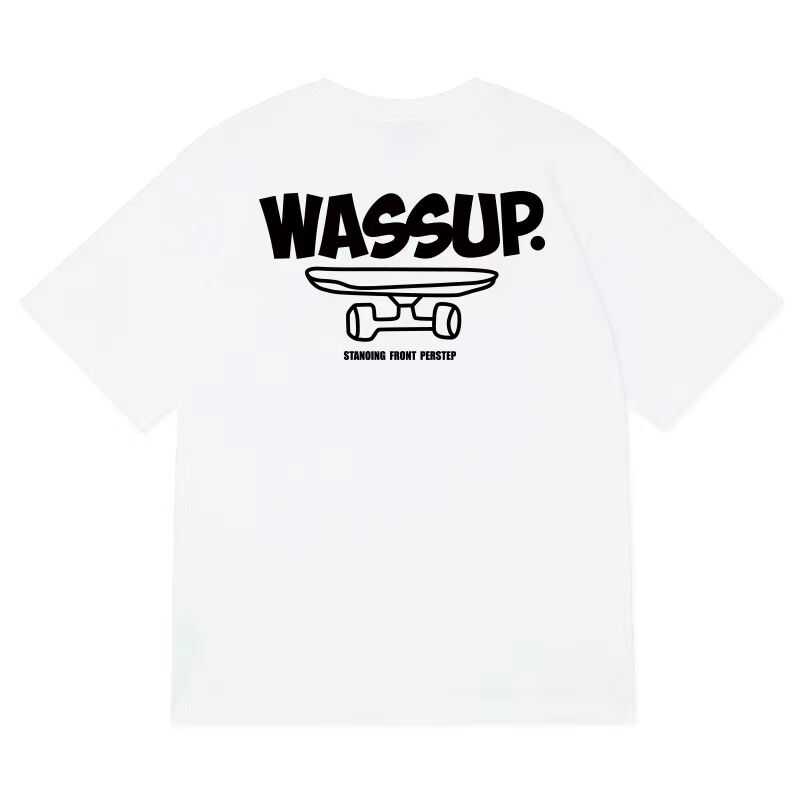 WASS UPSURGE美式复古短袖T恤国潮牌男女重磅印花纯棉夏季圆领t桖