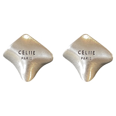 法式简约字母银色耳环女士冷淡风轻奢气质高级感复古耳钉拉丝耳饰