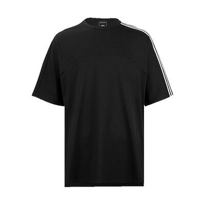 Y-3字母logo三条纹全棉短袖T恤男