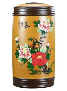 宜兴紫砂茶叶罐彩绘春夏秋冬23