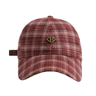 韩版复古金属标字母棒球帽子女学院风格纹百搭显脸小遮阳鸭舌帽潮