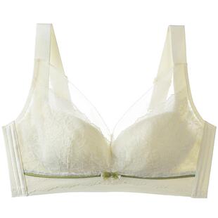 熳洁儿内衣女大胸显小性感蕾丝超薄款收副乳防下垂调整型胸罩
