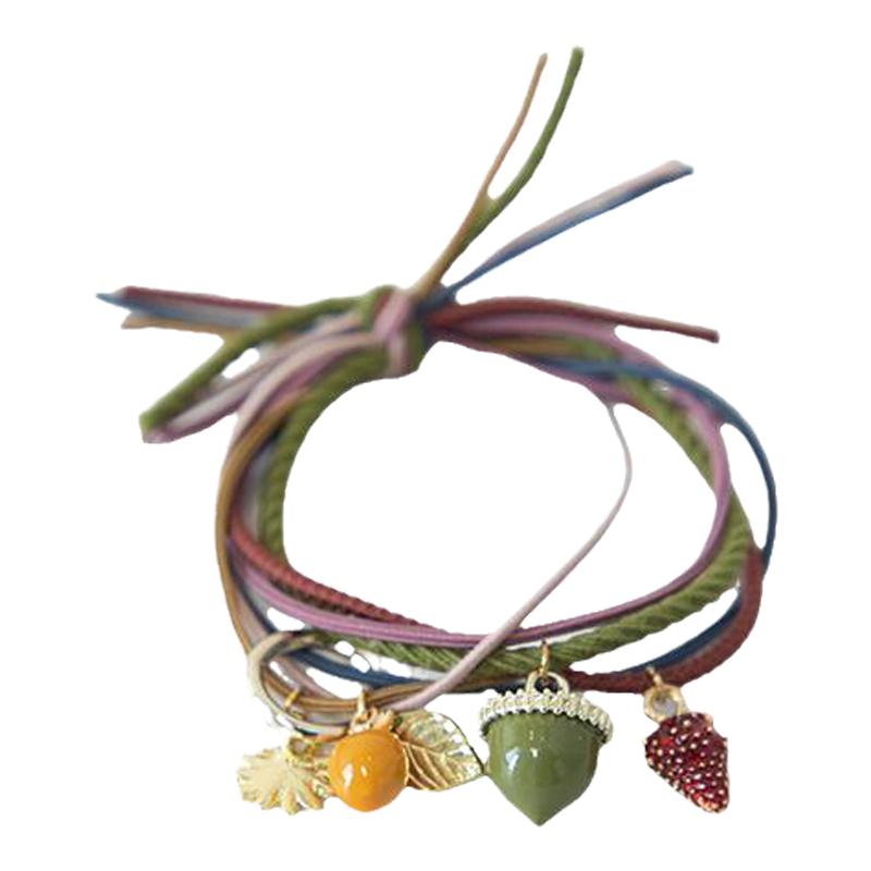 GUKUALI粉色装饰松子水果雏菊彩皮筋枫叶2025新款草莓流苏发绳