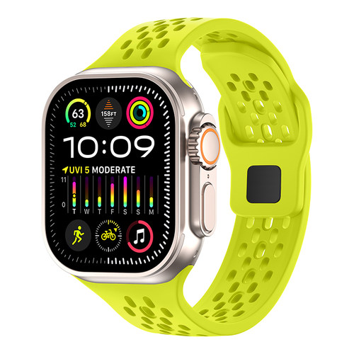 CloudHIS适用苹果手表带iwatch表带s12洞洞s11硅胶S10运动腕带applewatchs9新款Ultra46mm透气男女通用se3代8