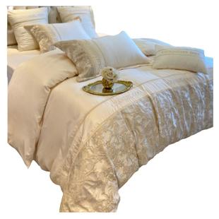 高级感A类全棉磨毛四件套秋冬浮雕刺绣纯棉被套床单高档床上用品4