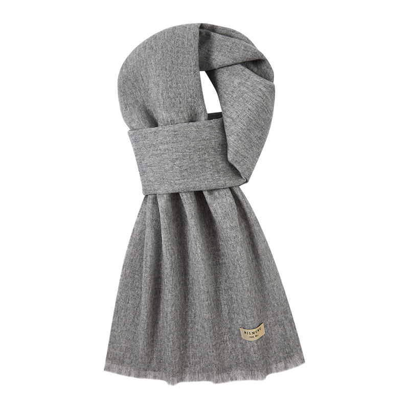 绵羊时代羊毛精纺细绒高档商务围巾纯色长款男女简约轻薄保暖围脖