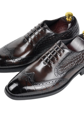 意大利鳄鱼纹压花男士商务正装鞋