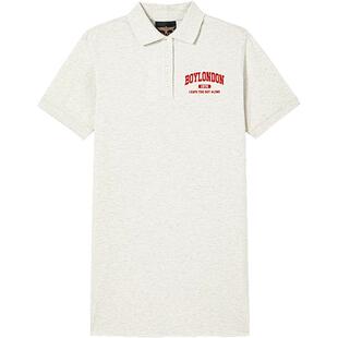 BOYLONDON夏女连衣裙撞色刺绣学院风休闲POLO连衣裙W17007