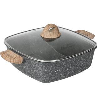 韩国麦饭石火锅锅家用大容量电磁炉专用锅一体不粘鸳鸯火锅盆锅具