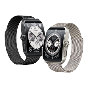 适用oppowatchX2米兰双磁吸表带S智能运动手表oppowatch4pro新款金属表链替换带男女4代透气腕带非原装配件