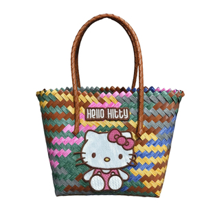 可爱少女编织包菜篮子复古藤编手提包草编包纯手工竹编包沙滩包