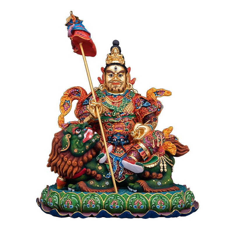 藏传黄铜财神财宝天王供奉摆件