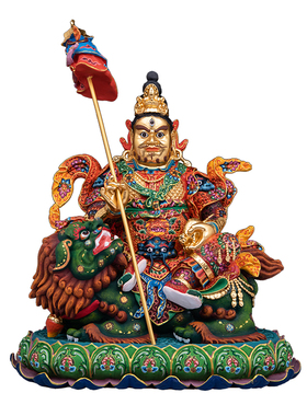 藏传黄铜财神财宝天王供奉摆件