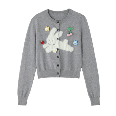 FTT兔子针织毛衣开衫外套女秋