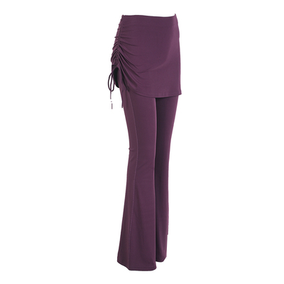 奔跑吧卡卡瑜伽裤女弹力微喇紧身提臀跑步运动假两件裙裤侧边抽绳