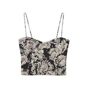 2026夏季新款周雨彤明星同款甜辣风花卉印花小吊带无袖短款上衣女