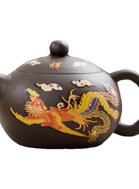 遇热变色紫砂凤鸣壶龙凤呈祥泡茶壶茶杯西施壶带茶盘旅行茶具套装