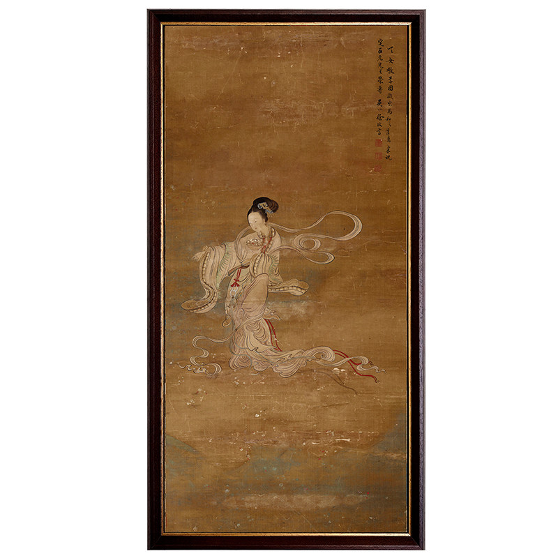 天女散花图中式人物中古挂画