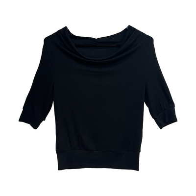 春夏荡领中袖针织t恤女上衣