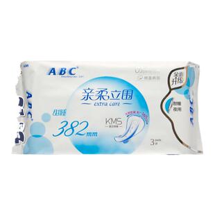 abc卫生巾夜用甜睡超长K88亲柔立围超极薄棉柔表层3片装380mm正品