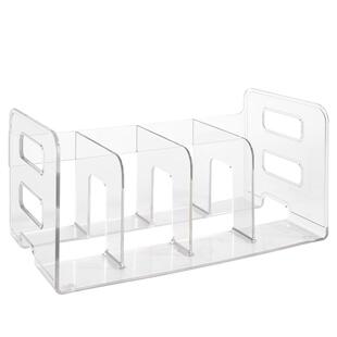 得力桌面书立书立架带笔筒收纳盒加厚透明学生书架桌面固定书架立架分隔板笔筒置物架课桌收纳办公文件整理架