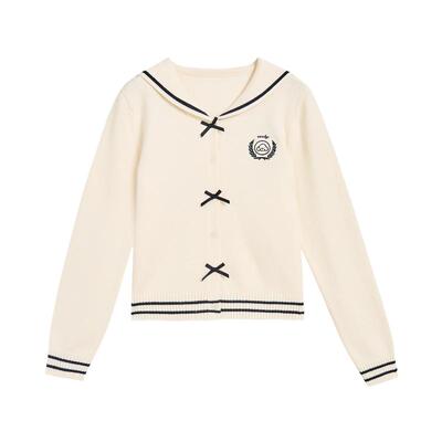 紫涵海军领蓝色毛衣开衫女秋季新款甜美学院风宽松显瘦针织衫外套