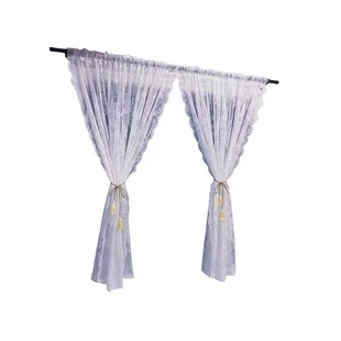 法式蕾丝窗帘白纱纱帘免打孔魔术贴门帘客厅飘窗隔断遮光卧室厨房