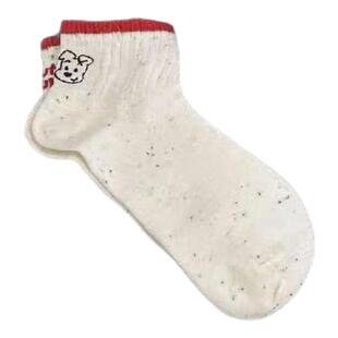 春夏韩版ins风刺绣小狗袜子女短袜字母AB网眼透气卡通可爱中筒袜