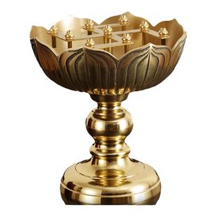 纯黄铜万字油灯供佛前供灯佛堂寺庙神台液体大长明灯酥油灯摆件