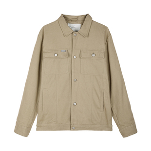 GWIT 精梳陆地棉 春秋新款休闲潮流夹克上衣服宽松翻领工装外套男