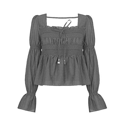 s.deer拼接系带长袖衬衫