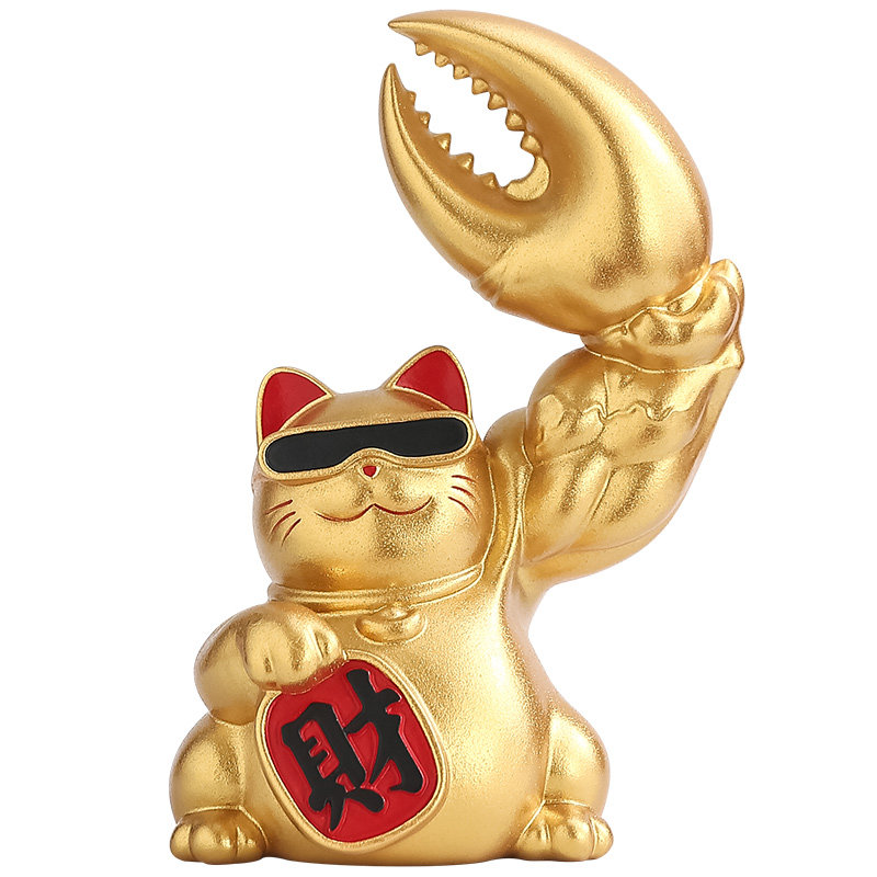 越桐越沛招财猫摆件中式手中有钱