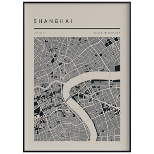 上海地图客厅卧室沙发酒店宾馆民宿床头装饰画挂画艺术框油画壁画