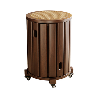 实木凳子可叠放家用藤编叠叠凳客厅圆凳中古风堆叠凳备用凳餐桌凳