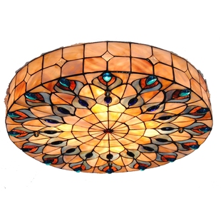 厂家现货包邮欧式田园贝壳焊锡灯卧室书房客厅吸顶灯具灯饰孔雀尾