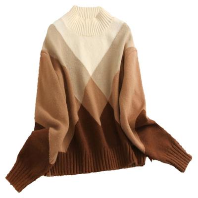 慵懒半高领针织衫上衣长袖女毛衣