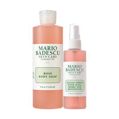 Mario Badescu玫瑰沐浴露沐浴液236ml+玫瑰芦荟水喷雾118ml玫瑰香