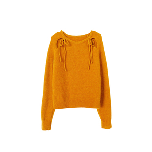 ENJOYME商场同款蝴蝶结系带针织毛衣女2024冬季设计感长袖上衣