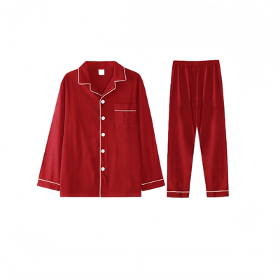 100%桑蚕丝大红结婚情侣睡衣