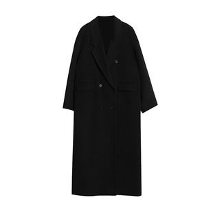 洛边 纯色既是经典 纯手工缝制100绵羊毛双面呢大衣冬季新款外套