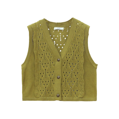 2025秋季新款镂空针织开衫背心女