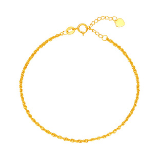 水贝黄金官方旗舰店18K金绞丝手链女士款可调节手饰礼物送女友