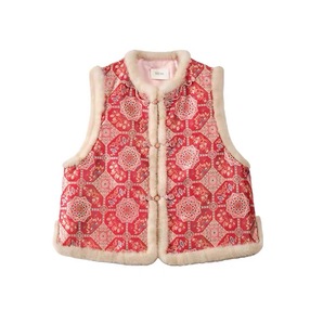 深圳南油新中式改良旗袍唐装马甲秋冬国风水貂毛拼接夹棉坎肩外套