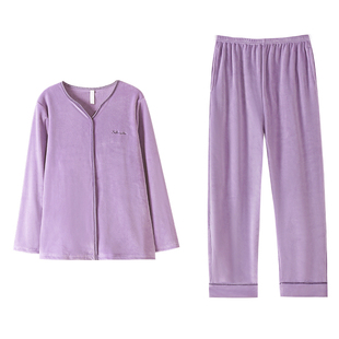 睡衣女款春秋珊瑚绒加厚加绒冬季海岛绒女式秋冬法兰绒冬款家居服