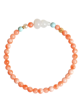 天然粉色莫莫和田玉甜美手链女生